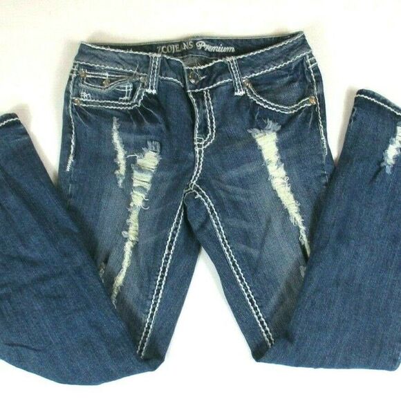 ZCO Jeans Premium Boot Thick Stitched Distressed Flap Pocket Women's Size 11 - Picture 2 of 12